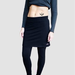 Dámske elastické čierne legíny nohavice so sukňou 1019 W