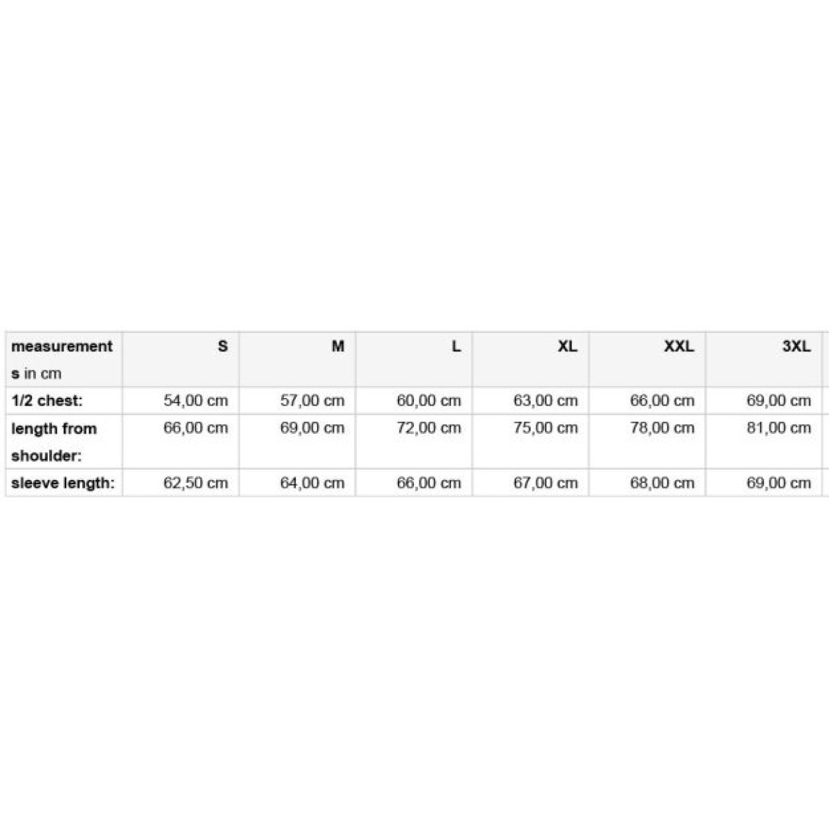 Veľkostná tabuľka ME 3D ARCHERY mikina 458